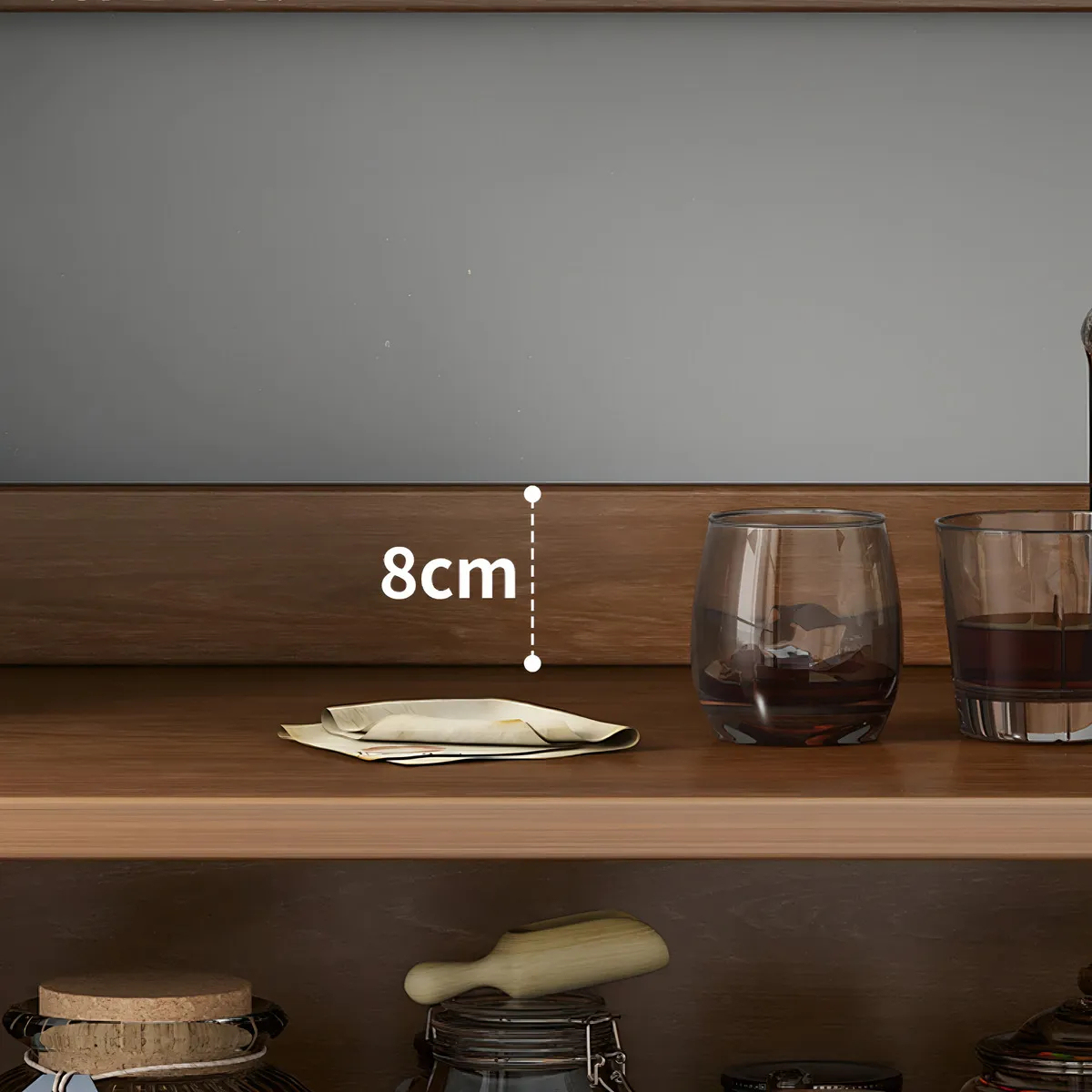 Armario De Cocina Compacto Con Gabinete Y Mostrador 80cm Color Marrón