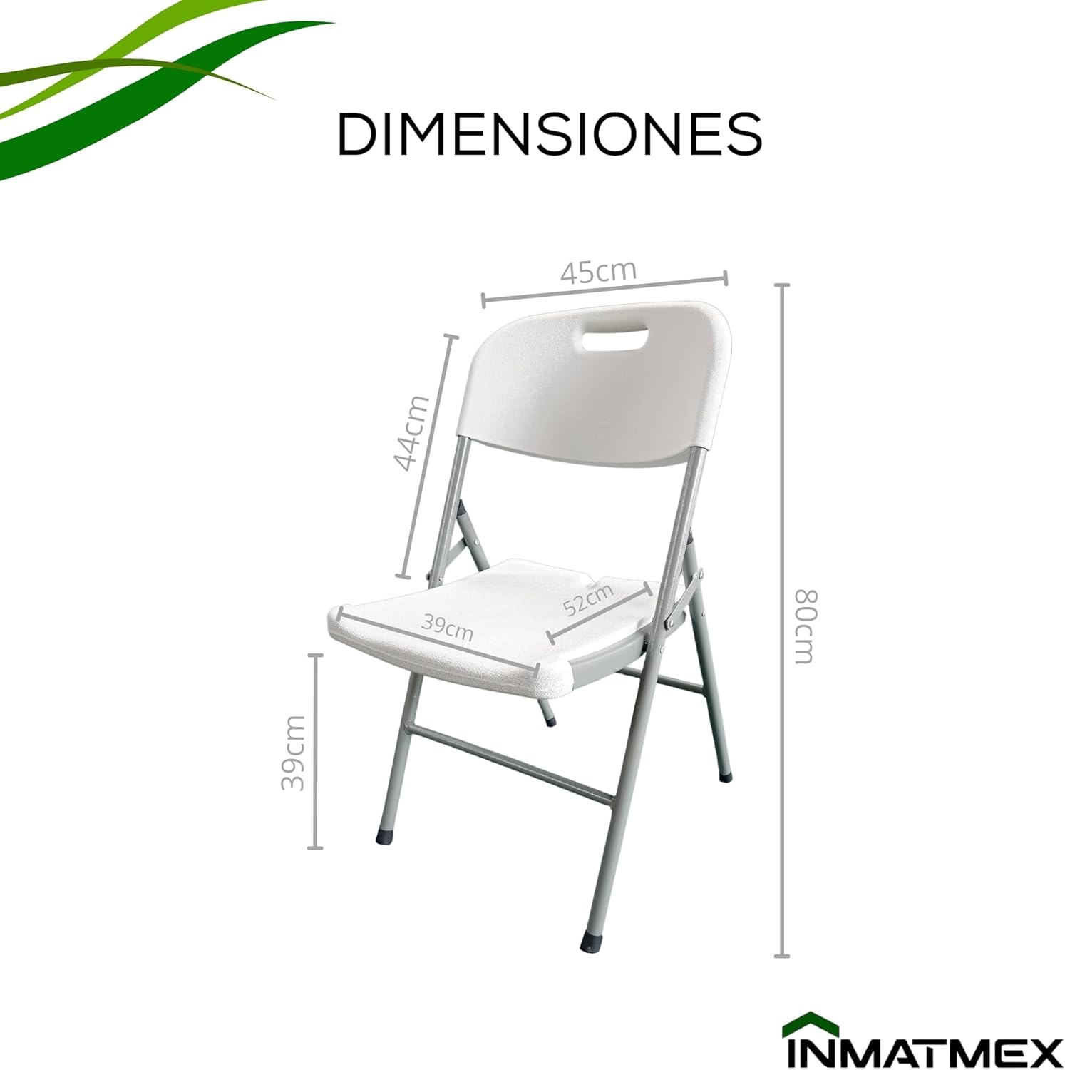 INMATMEX Silla Plegable Marca Resistentes Ideal para Jardín Comidas Familiares Fiestas Paquete con 12 Sillas.