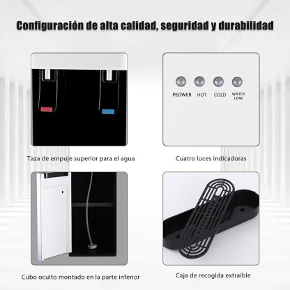 CHAGEE Despachador de Agua Garrafon Oculto 3 Ajustes de Temperatura Dispensador de Agua-Caliente Fría y Agua de la Habitación Dispensador de Agua de Acero Inoxidable para el Hogar (Blanco)