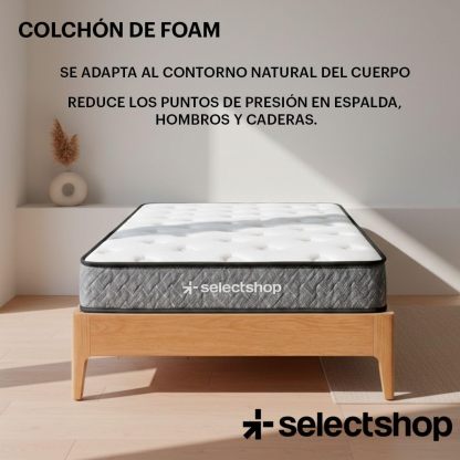 SELECTSHOP Colchón Individual En Caja Esponja Memory Foam De Alta Densidad Firmeza Media Suavidad Y Durabilidad Tecnología Híbrida Ortopédico (Blanca, Individual)