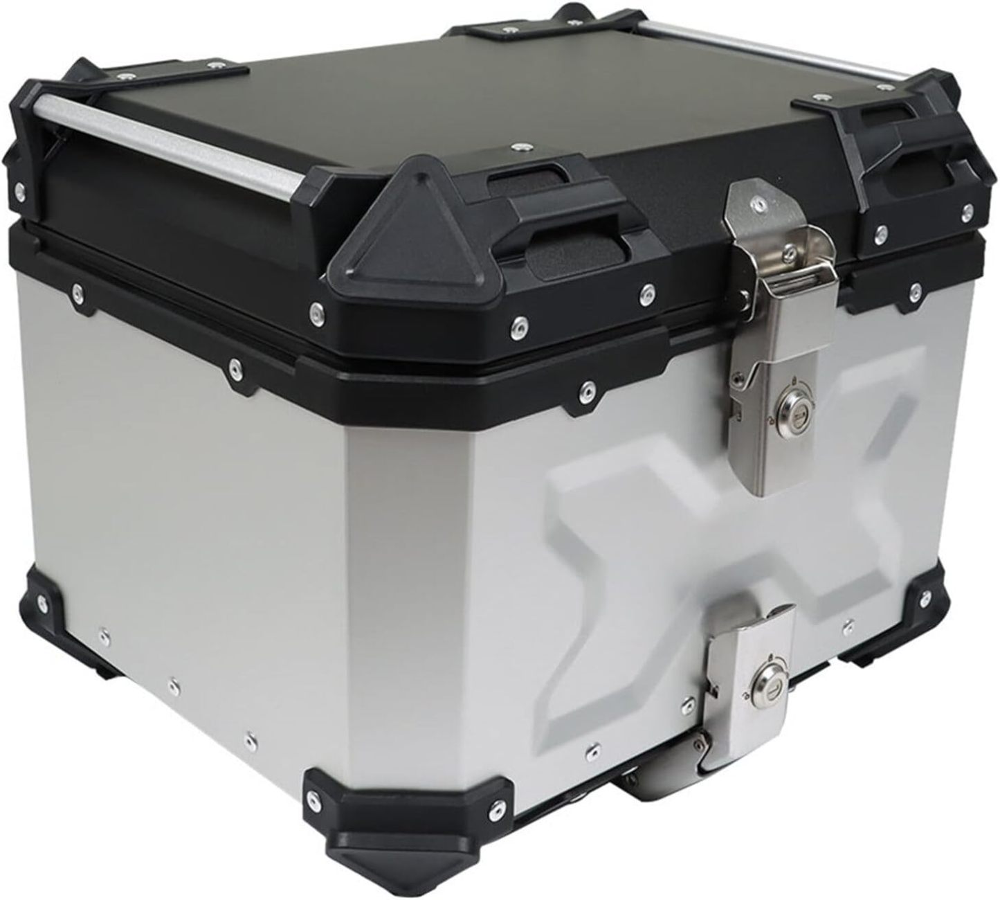 GXYWADY - Carcasa superior para motocicleta, 55L-X, color plata, aleación de aluminio, caja trasera para motocicleta, con espacio amplio y aspecto fresco, caja trasera para maletero de motocicleta,