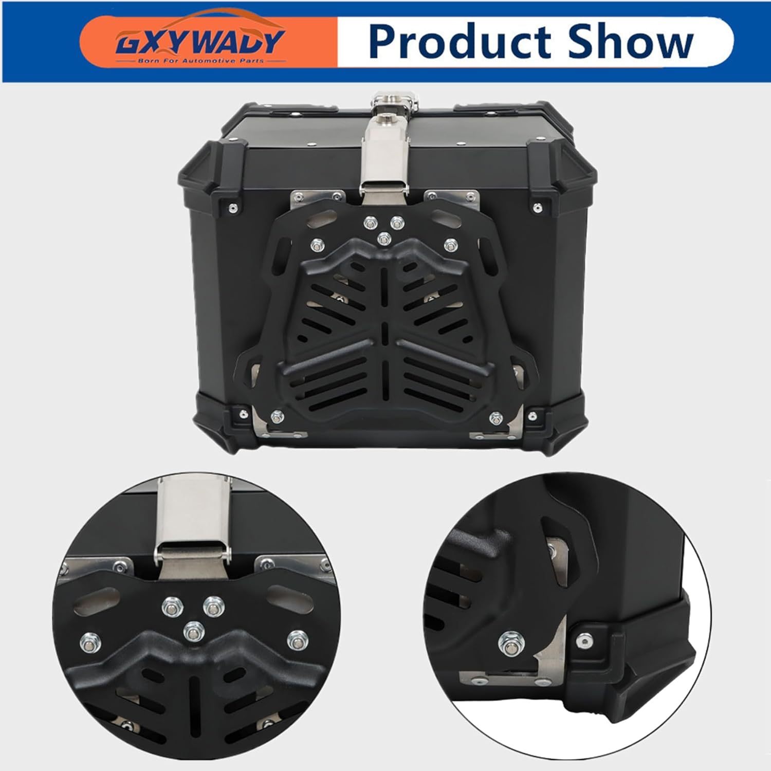 GXYWADY - Carcasa superior para motocicleta, 55L-X, color plata, aleación de aluminio, caja trasera para motocicleta, con espacio amplio y aspecto fresco, caja trasera para maletero de motocicleta,