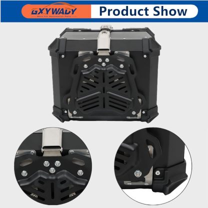 GXYWADY - Carcasa superior para motocicleta, 55L-X, color plata, aleación de aluminio, caja trasera para motocicleta, con espacio amplio y aspecto fresco, caja trasera para maletero de motocicleta,