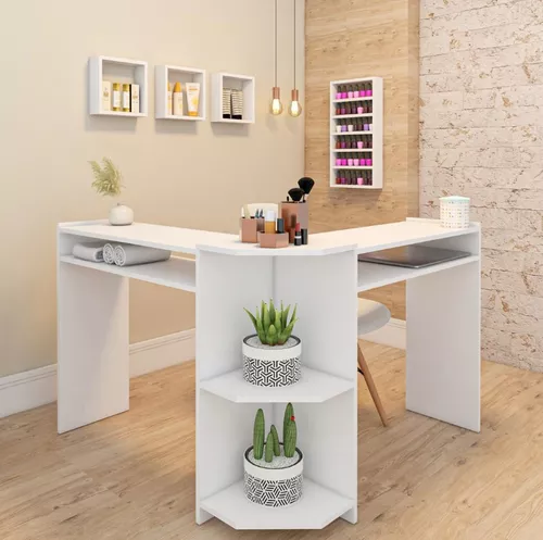 Mesa Para Uñas Manicura 3 Repisas Y Esmaltero Esteticas Spa