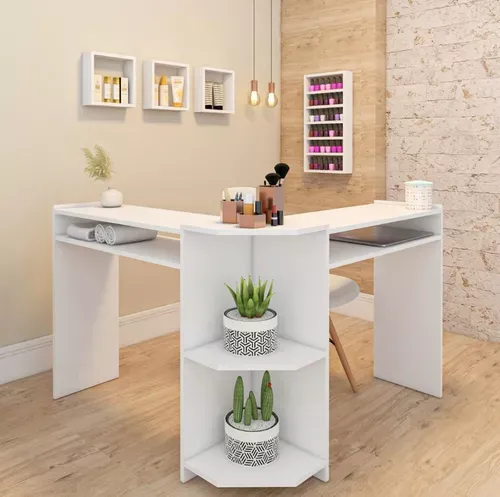 Mesa Para Uñas Manicura 3 Repisas Y Esmaltero Esteticas Spa