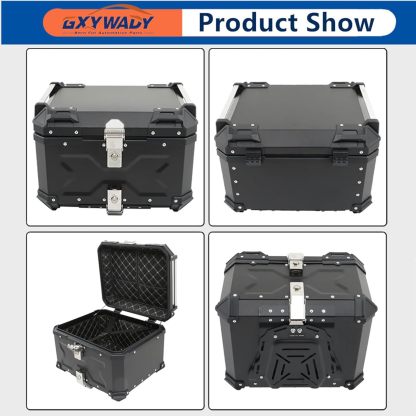 GXYWADY - Carcasa superior para motocicleta, 55L-X, color plata, aleación de aluminio, caja trasera para motocicleta, con espacio amplio y aspecto fresco, caja trasera para maletero de motocicleta,