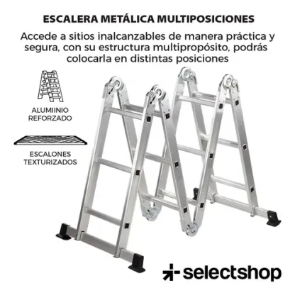 Escalera Plegable Metálica Multiposiciones 12 Peldaños 3.7m