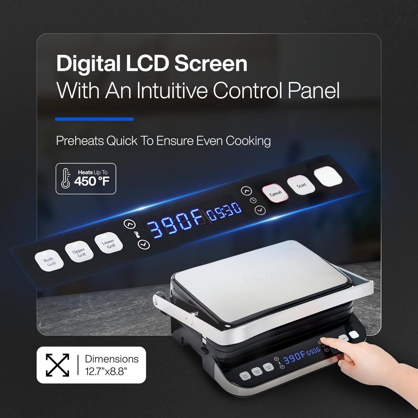 Yedi Paquete Total Parrilla digital 6 en 1, máquina para hacer waffles, prensa para panini, plancha estilo tempanyaki, con kit de accesorios de lujo