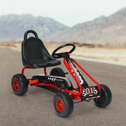 Costway Go kart de Pedales para Niños con 4 Ruedas Antideslizantes Asiento Envolvente y Freno de Mano Rojo 92 x 50 x 53 cm Costway Modern