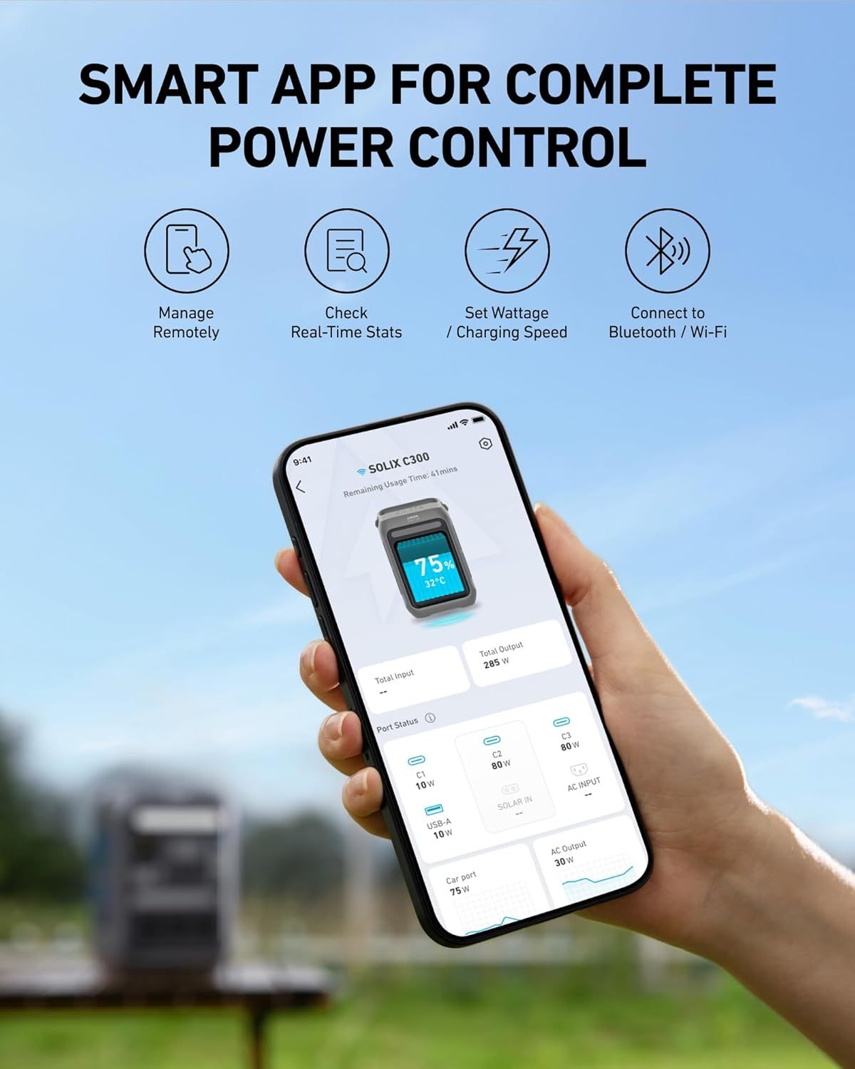 Anker - Estación de energía portátil SOLIX C300, batería LiFePO4 de 288 Wh, generador solar de 300 W (600 W), carga rápida bidireccional de 140 W, para acampar al aire última intervensión, viajes y