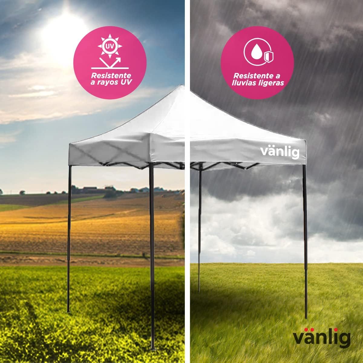 VANLIG | Carpa Toldo Plegable 2x2m | Impermeable, para Uso Temporal y Comercial | Fácil de Armar | Protección Solar UV | Ideal para Jardín, Eventos y Exterior | Color Negro