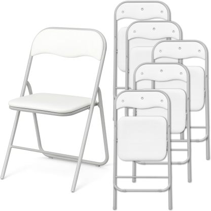 +gardenlife Set de 6 Silla Plegable, Estructura de Acero Reforzado, Asiento y Respaldo Acolchados | Exterior e Interior | Soporta 120Kg | Antideslizante, Ideal para Eventos Fiestas | Negro