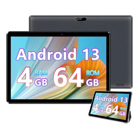 Tablet Pritom 10.1  64gb Negro 4gb De Memoria Ram Android 13 Tablet 3g Lte 5g Wifi Tableta Con Funda Protectora & Teléfono Móvil