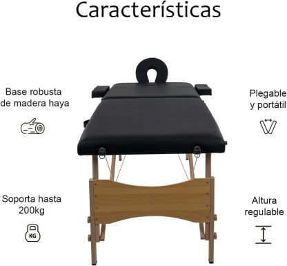 LUXZEN - Cama para Masajes Portatil Plegable Profesional con Estuche y Altura Ajustable Camilla Fisioterapia Ideal para Tatuar SPA Quiropraxia o Facial (Extra Grande 85cm Ancho) (Beige)