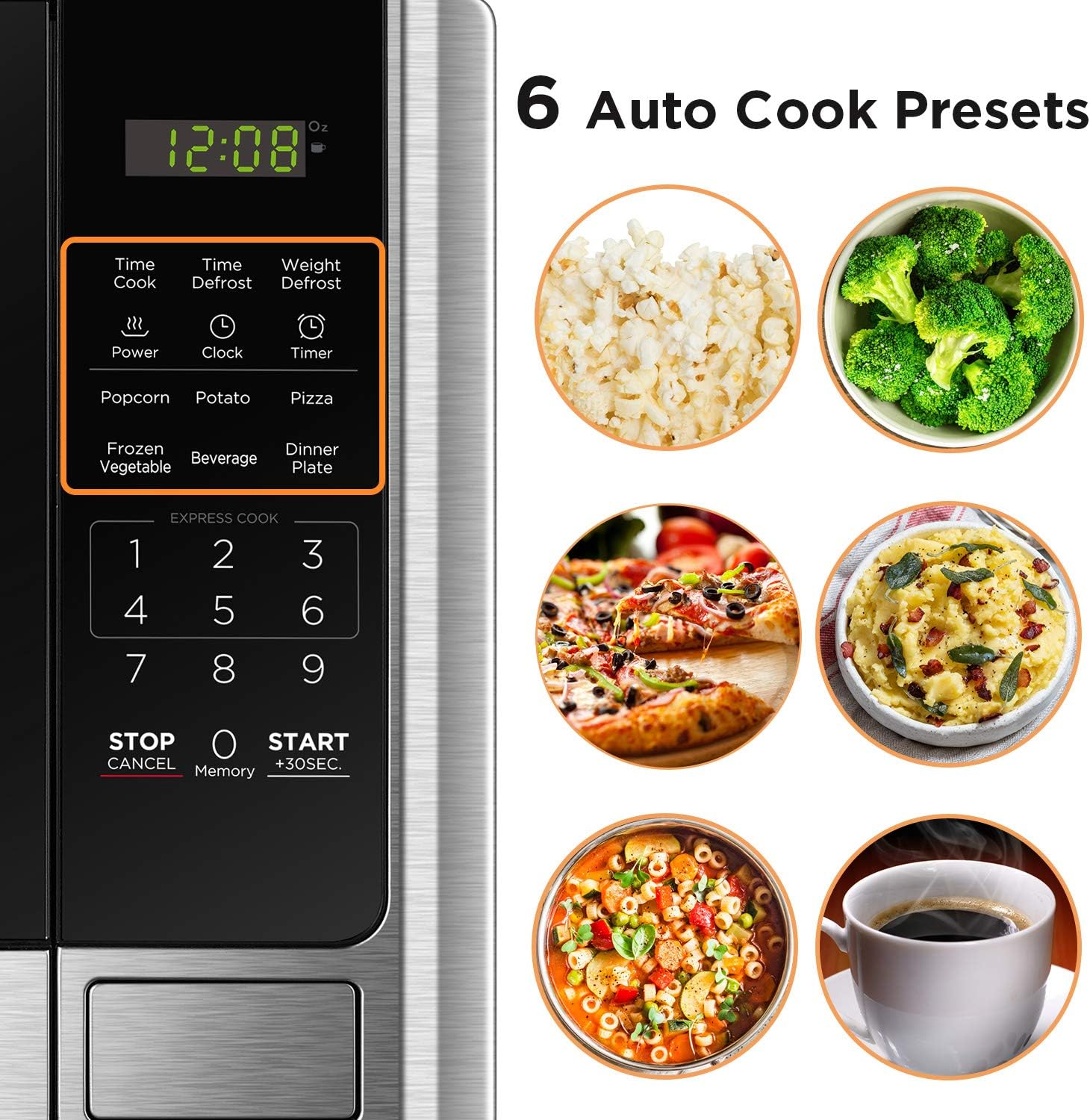 BLACK+DECKER EM720CB7 - Horno de microondas digital con puerta giratoria con botón pulsador, cerradura de seguridad infantil, 700 W, acero inoxidable, 0.7 pies cúbicos