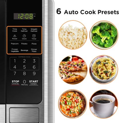 BLACK+DECKER EM720CB7 - Horno de microondas digital con puerta giratoria con botón pulsador, cerradura de seguridad infantil, 700 W, acero inoxidable, 0.7 pies cúbicos