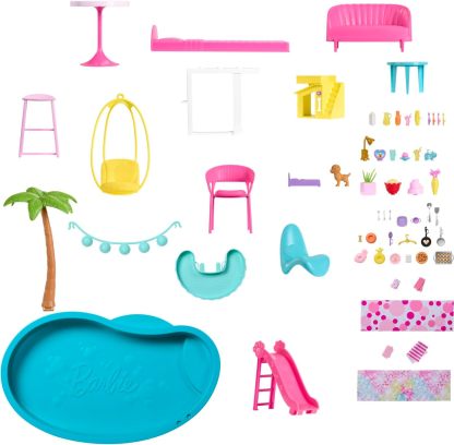 Barbie, Casa de Muñecas, Nueva Casa de los Sueños, para Niñas de 3 Años en Adelante, Mattel, Incluye tobogán y diseño en Espiral de Tres Pisos, Espacios 360° para un Juego más Realista