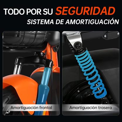 HONEYWHALE U3s Bicicleta eléctrica para adultos, bicicleta eléctrica con alarma, motor máximo 650W, velocidad máxima 31KM/H, autónoma 55-60KM, batería de gran capacidad 20AH, dos asientos----luces de coche