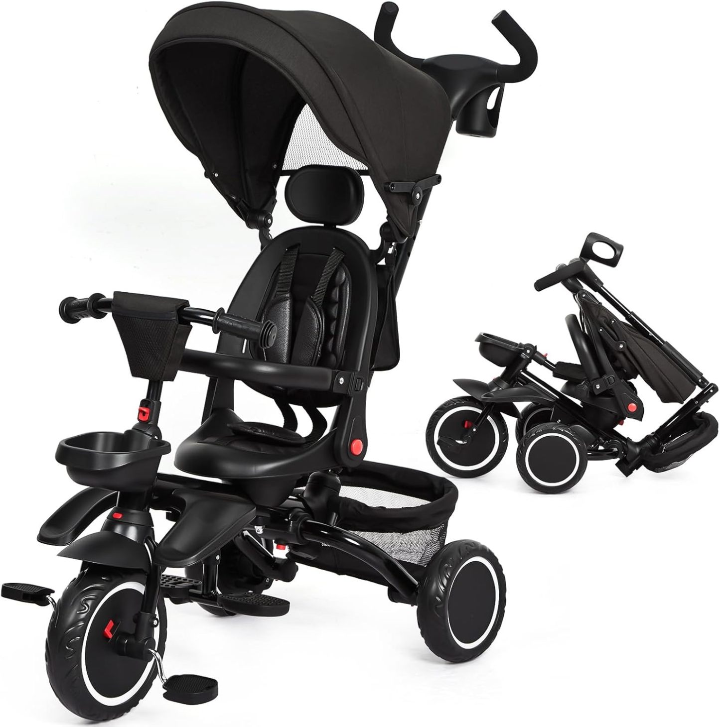 Babevy - Triciclo para bebé, 7 en 1, Plegable con Mango de Empuje Ajus