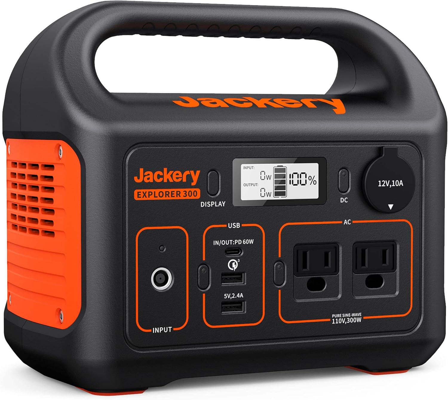 Jackery - Central eléctrica portátil Explorer 300, batería de litio de respaldo de 293 Wh, toma de corriente alterna de onda sinusoidal pura de 110 V/300 W, generador solar =