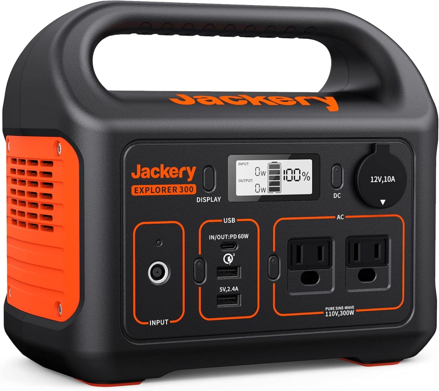 Jackery - Central eléctrica portátil Explorer 300, batería de litio de respaldo de 293 Wh, toma de corriente alterna de onda sinusoidal pura de 110 V/300 W, generador solar =