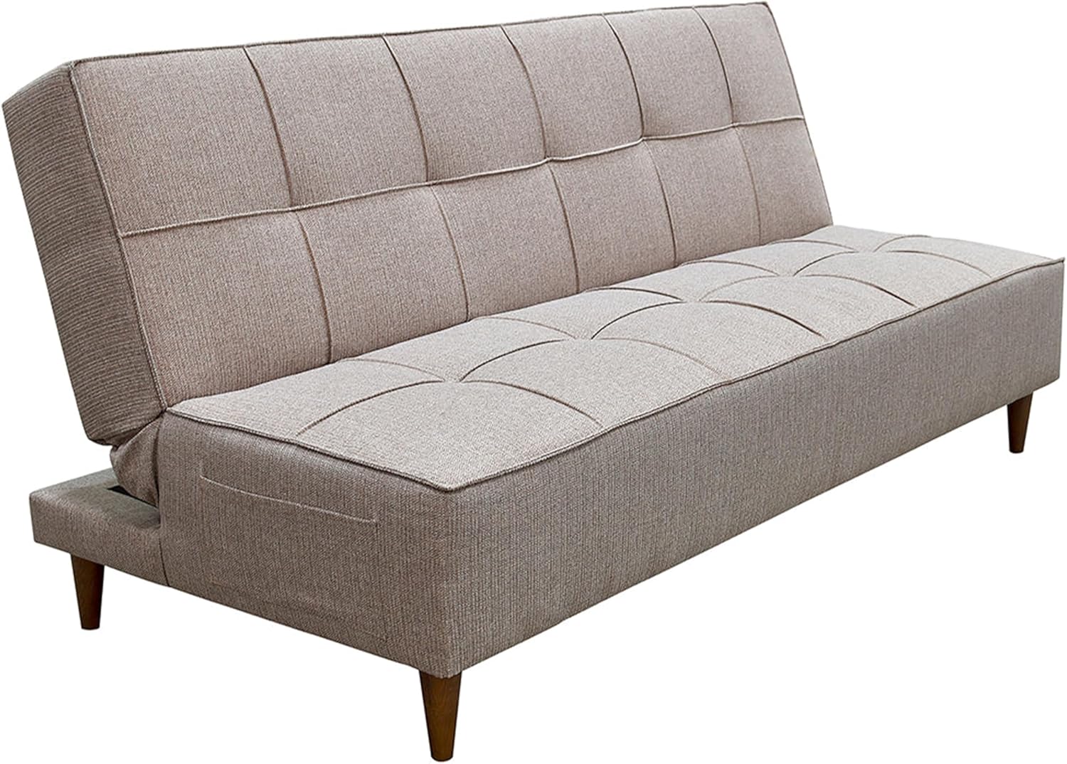 Blue Room Sofá Cama Matrimonial o Futón Reclinable Respaldo Abatible Color Beige Diseño Moderno Patas de Madera 188x88x80