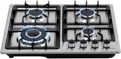 Parrilla De Gas Empotrable 4 Quemadores | Acero Inoxidable | Gas LP Y Gas Natural | Encendido Electrónico | Estufa De Mesa | Parrilla De Inducción | Fácil Limpieza