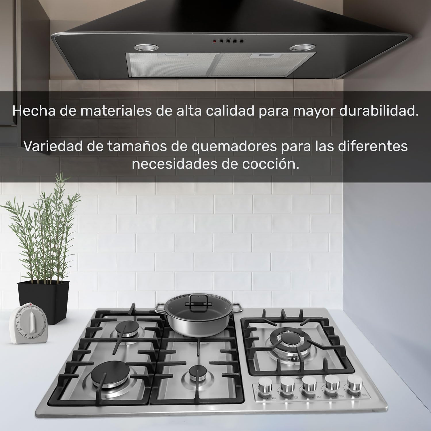 Gutstark Estufa Parrilla Acero Inoxidable A Gas 5 Quemadores Empotrable Hogar Cocina Gas Lp Gas Natural