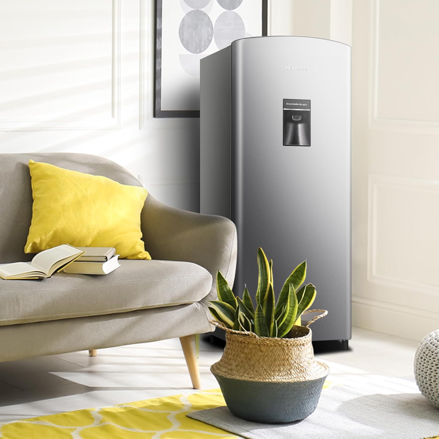 Hisense RR63D6WGX-Refrigerador Una Puerta, 6.3 pies cúbicos con Dispensador de Agua,Deshielo Semiautomático,Sello de Puerta Antibacteriano,52x54x128cm(AnchoxLargoxAlto),Gris
