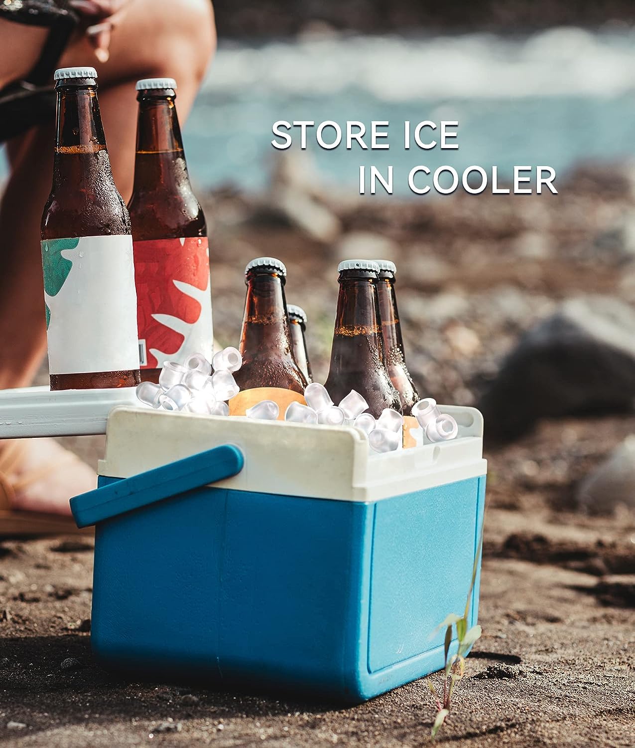 ecozy Maquina de Hielo - 9 Cubos de Hielo en 6 Minutos Ice Maker, Producción Diaria de 26 lbs, Autolimpieza con Bolsas de Hielo, Cuchara y Canasta para Cocina, Oficina, Bar, Fiesta - Negra
