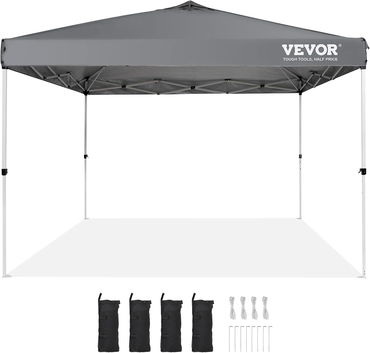VEVOR - Tienda de campaña desplegable para toldo de 10 x 10 pies, lona recubierta de poliuretano de 250 D, con bolsa de rodillo portátil y 4 bolsas de arena, resistente al agua y protección solar para