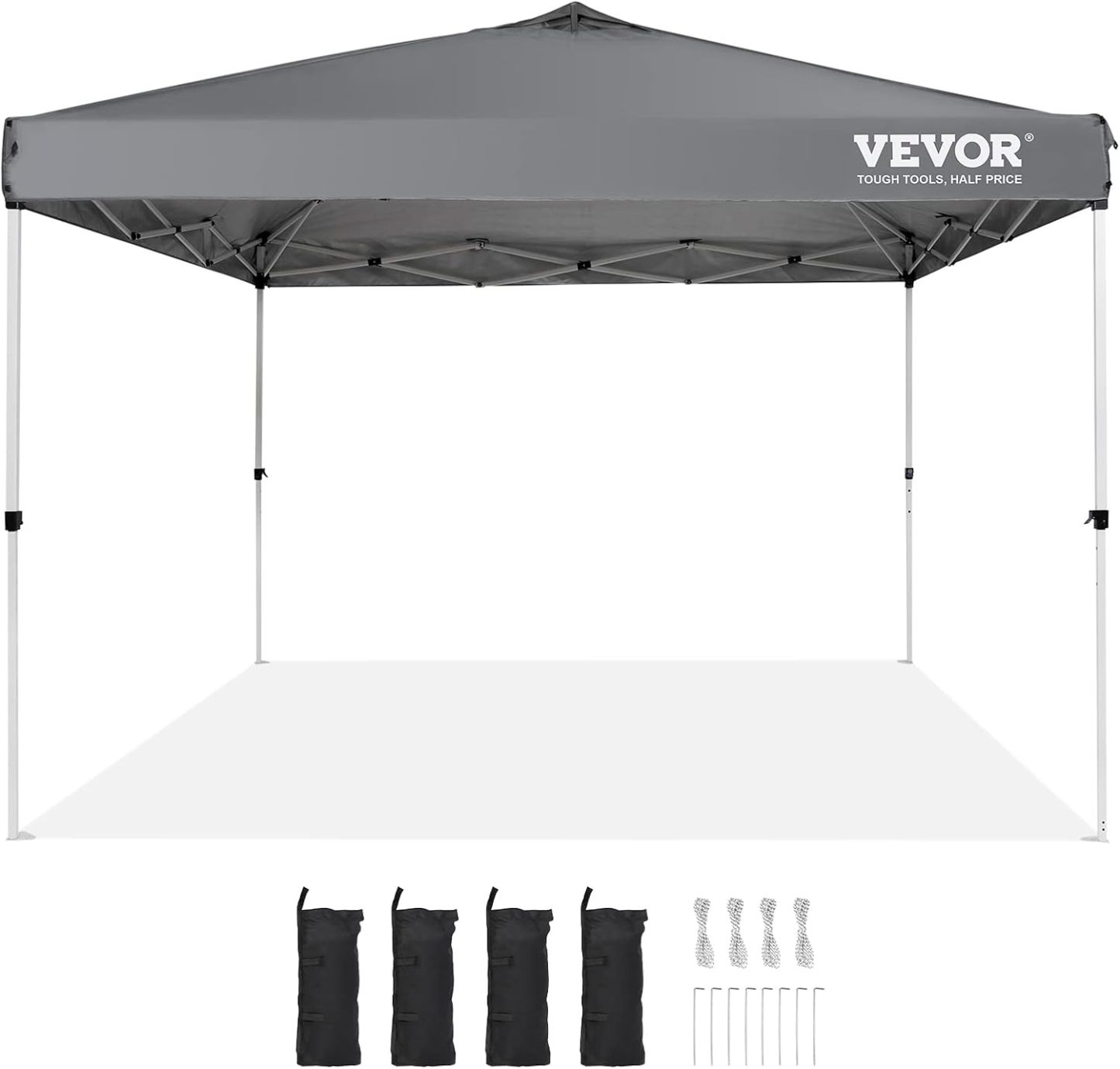 VEVOR - Tienda de campaña desplegable para toldo de 10 x 10 pies, lona recubierta de poliuretano de 250 D, con bolsa de rodillo portátil y 4 bolsas de arena, resistente al agua y protección solar para