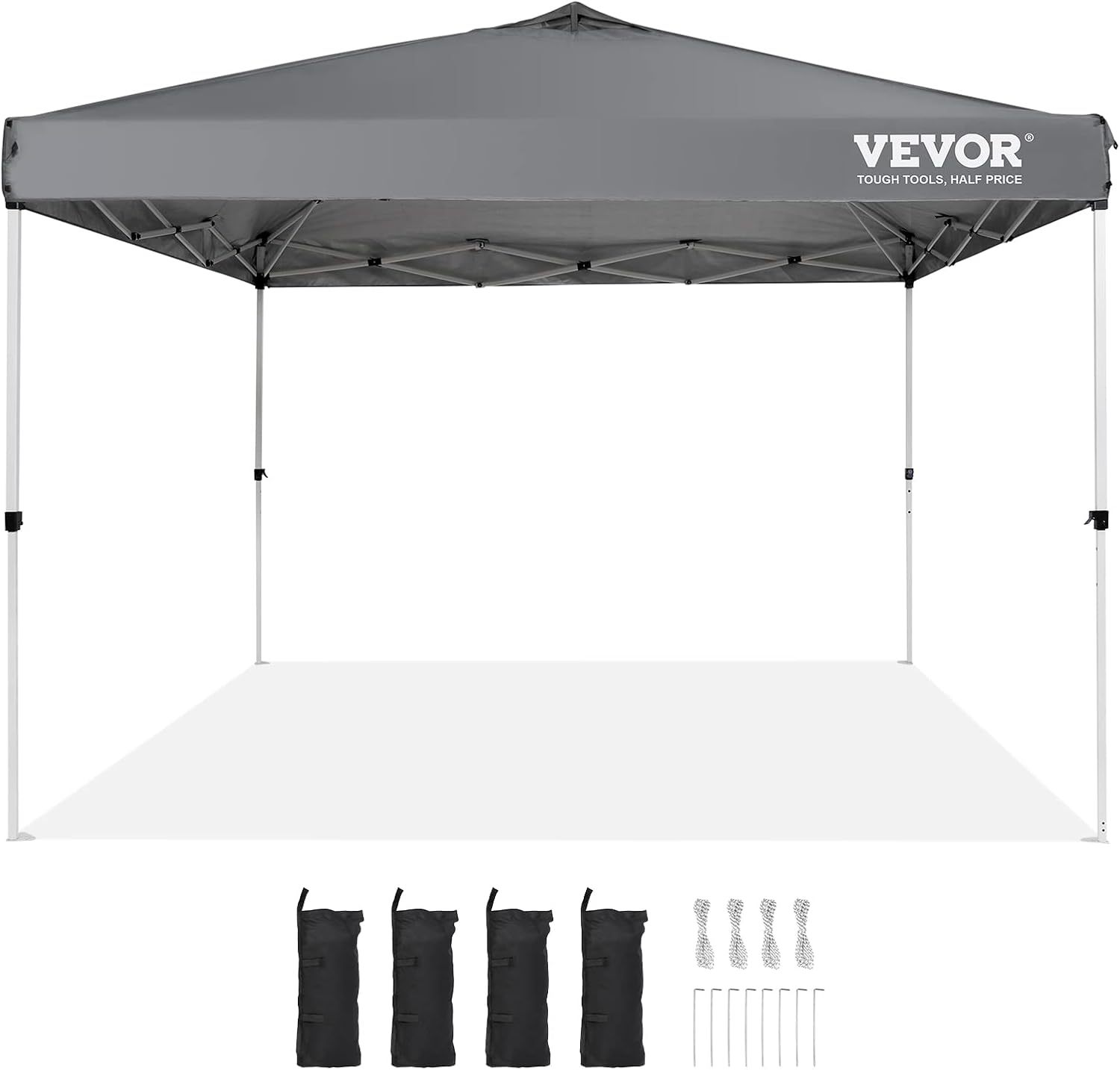 VEVOR - Tienda de campaña desplegable para toldo de 10 x 10 pies, lona recubierta de poliuretano de 250 D, con bolsa de rodillo portátil y 4 bolsas de arena, resistente al agua y protección solar para