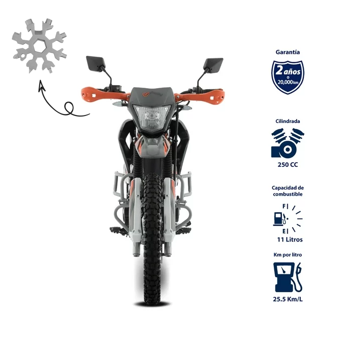 Motocicleta DM250 NEGRO NARANJA ITALIKA Doble Propósito