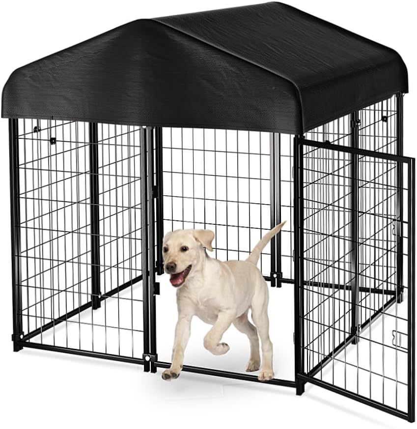 PawGiant Caseta para Perros al Aire Libre con Techo Impermeable para Mascotas Medianas y Pequeñas, 4x4x4.5 pies, Jaula y Corral Interior/Exterior