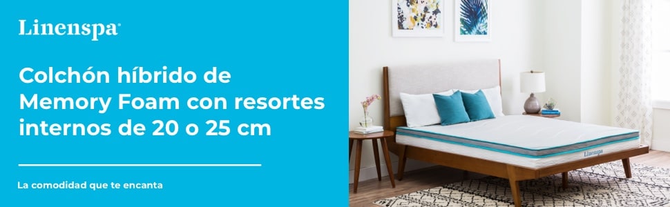 colchon hibrido de memory foam con resortes internos de 20 o 25 cm