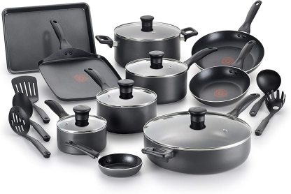 T-fal Everything in Kitchen - Juego de utensilios de cocina aptos para lavaplatos, 20 piezas, color negro