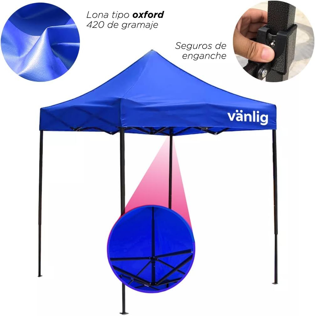 VANLIG | Carpa Toldo Plegable 2x2m | Impermeable, para Uso Temporal y Comercial | Fácil de Armar | Protección Solar UV | Ideal para Jardín, Eventos y Exterior | Color Negro