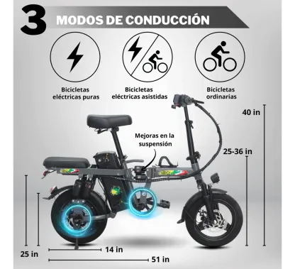 Yima Bicicleta Eléctrica Plegable 48v 15a |velocidad 35km/h Color Blanco