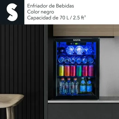 Frigobar Refrigerador Enfriador Bebidas Acero Inox 70l 2.5ft