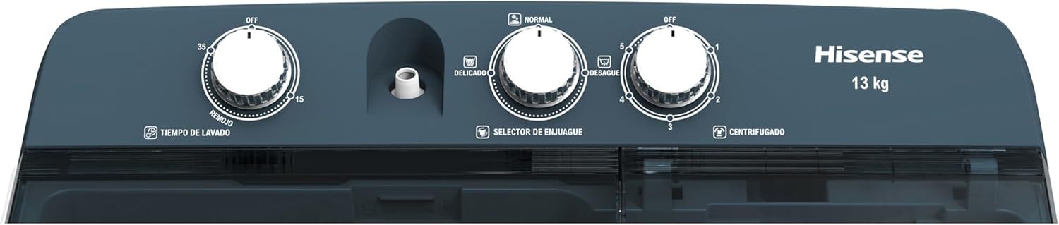 Hisense WSA1102PCN Lavadora Semiautomatica Doble Tina 11 Kg, Blanco/Gris