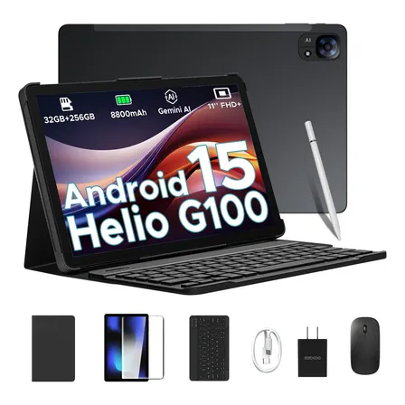 Doogee Tab E3 Tablet 11 Pulgadas, 32gb Ram+ 256gb Rom/tf 2tb Tablet Android 15 Con Teclado Y Lápiz, Helio G100, Tablets 4g Dual Sim+wifi 5g,8800mah/gemini Ai/13mp+5mp/gps/otg/face Id/doble Color Negro