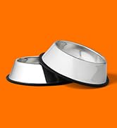 Amazon Basics Stainless Steel Pet Dog Water And Food Bowl, Set of 2 (11 x 3 Inches)