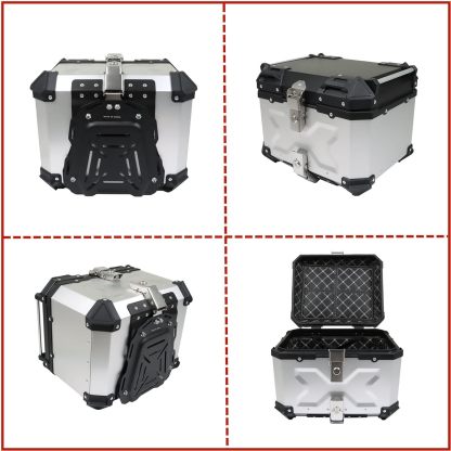 GXYWADY - Carcasa superior para motocicleta, 55L-X, color plata, aleación de aluminio, caja trasera para motocicleta, con espacio amplio y aspecto fresco, caja trasera para maletero de motocicleta,