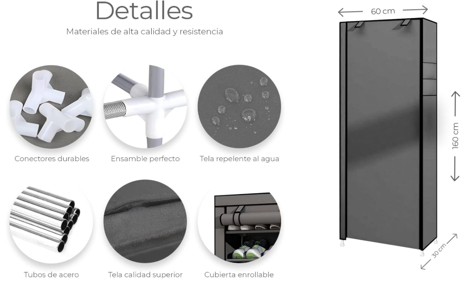 Raganet, Zapatera de 9 Niveles Closet Plegable Calzado Prendas Vestir, Estante Organizador Ajustable