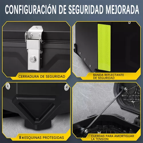 Caja Moto Top Case Aluminio Baul Con Respaldo Y Base 65l