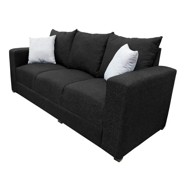 Sofa EL BAZAR STORE Miami Lino Negro 3 Plazas Modular Moderno