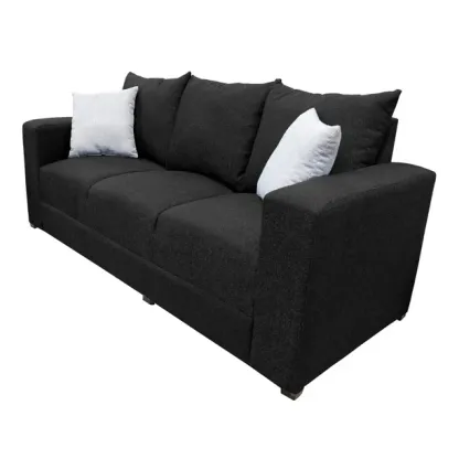 Sofa EL BAZAR STORE Miami Lino Negro 3 Plazas Modular Moderno