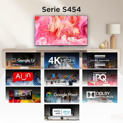 TCL Smart TV Pantalla 55" 55S451G Google TV 4K UHD Ultra HD | HDR 10 | 270 NITS 60 Hz | Dolby Audio Digital + | Compatible con Alexa