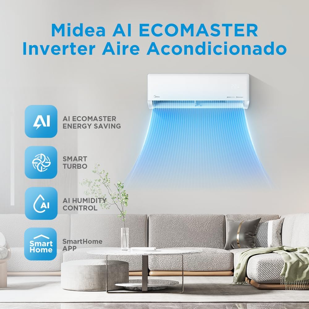 Midea Aire Acondicionado Minisplit Ecomaster Inverter SEER 18, 1 Ton, Sólo Frío, 220V; MAS12C2EZI